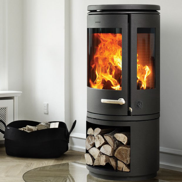 Morso 7943 freestanding wood heater with wood storage underneath
