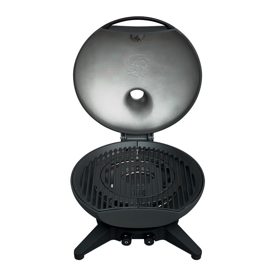 Morso gas barbecue with lid open