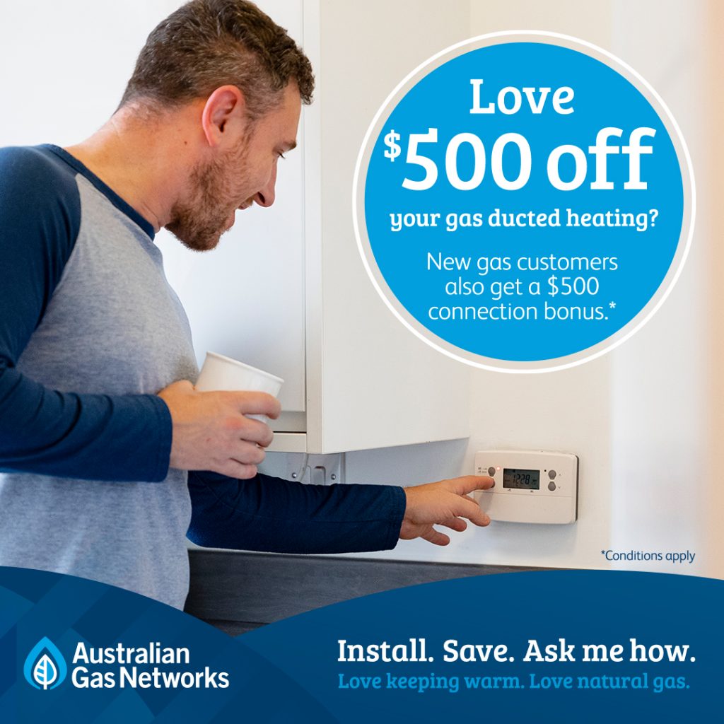 500 dollars off gas heating promo banner