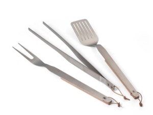 Morso stainless steel bbq tongs, fork and spatula set