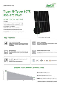 jinkno 355 365 375 watt solar panel brochure front