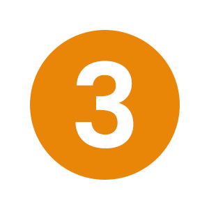 number three in orange circle
