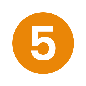 number five in orange circle