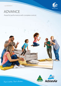Front cover of ActronAir advance ducted reverse cycle brochure