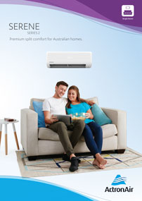 Front cover of ActronAir Serene Series 2 split system air conditioning brochure