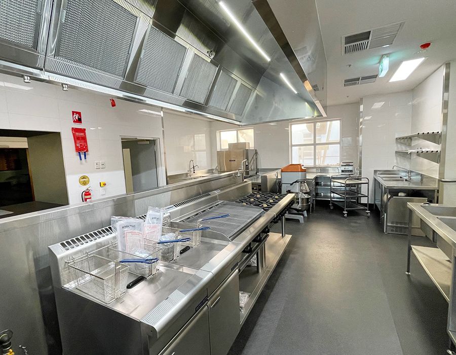 New renovated kitchen and servery area at St Ann's College Adelaide where Glow completed commercial electrical and mechanical works